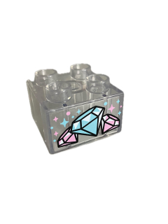 Lego® Duplo® kostka 1x2x2 s potiskem diamanty
